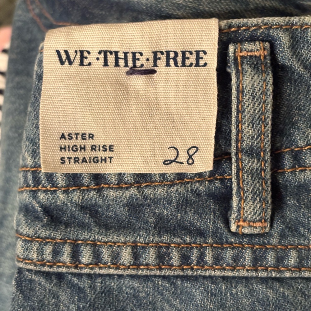 New WE THE FREE ASTER SWARM High‎ Rise Straight Denim Jeans NEW - Picture 11 of 16